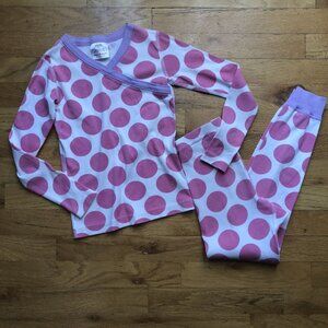 Hanna Andersson Size 120 6-7 Organic Pink Polka Dot Long John Pajama Set